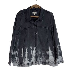 LOGO by Lori Goldstein Acid Wash Jean Jacket Women's 18